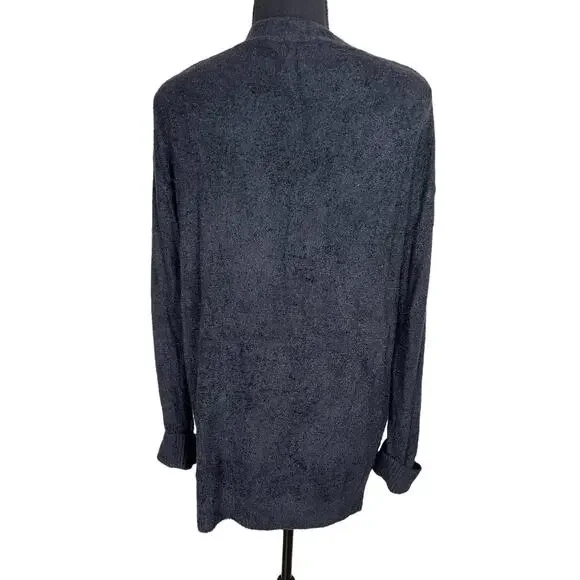Barefoot Dreams CozyChic Lite Ribbed Cuff Coastline Cardigan BLACK NWT SIZE S - Picture 3 of 6